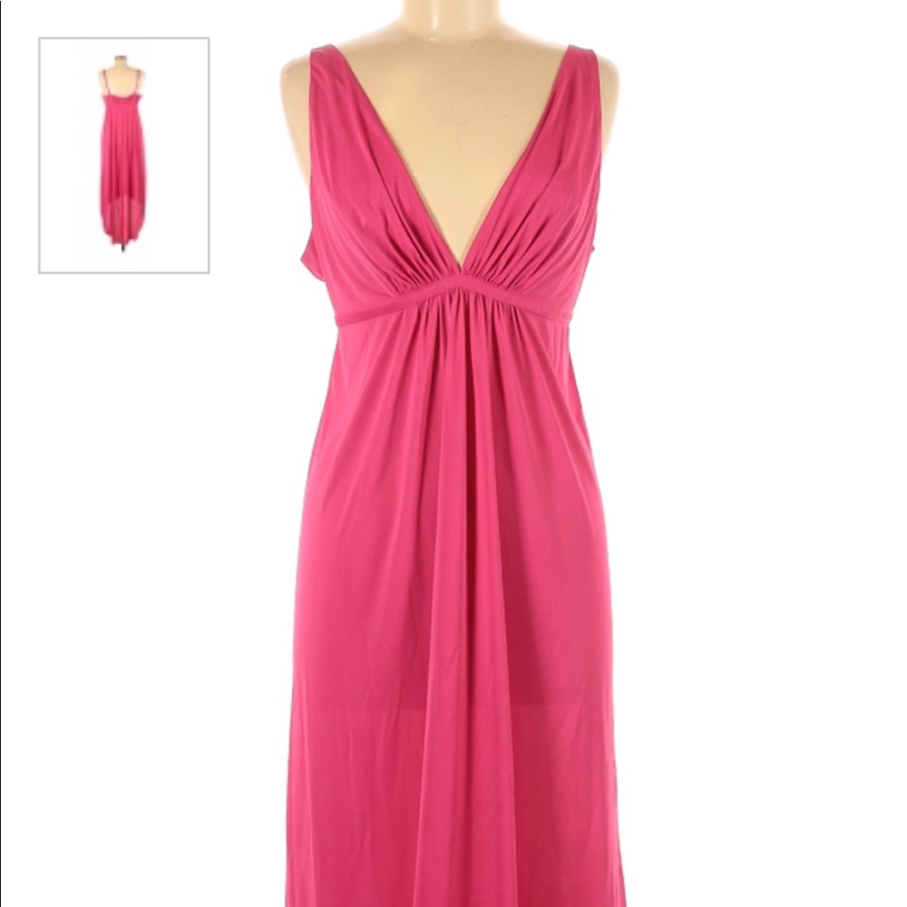 Natori coral high low cocktail dress